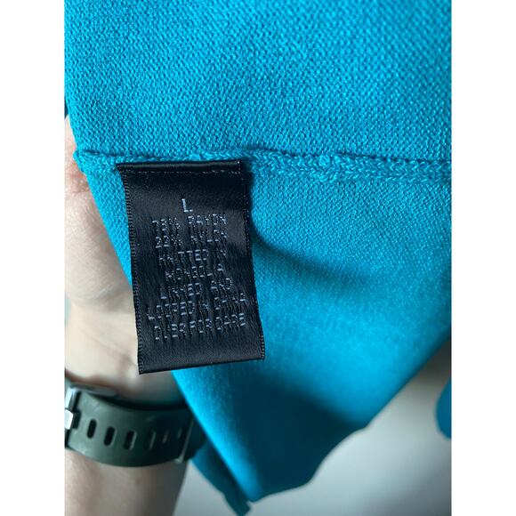 I.N. Studio Blue Bejeweled Beaded 3/4 Sleeved Knitted Blouse- Size Large - Picture 5 of 8